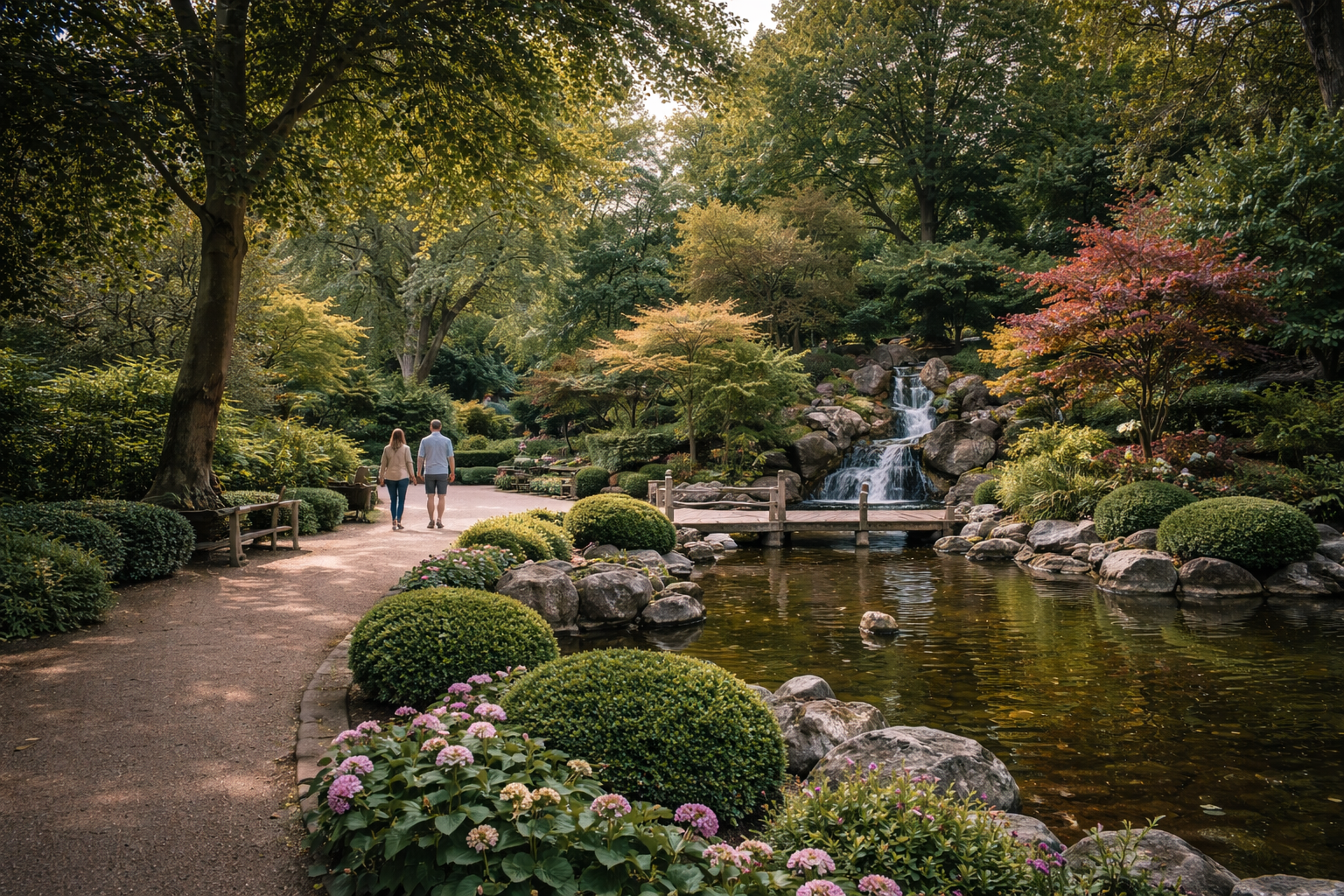 Japanese Kyoto Garden with waterfall in Holland Park